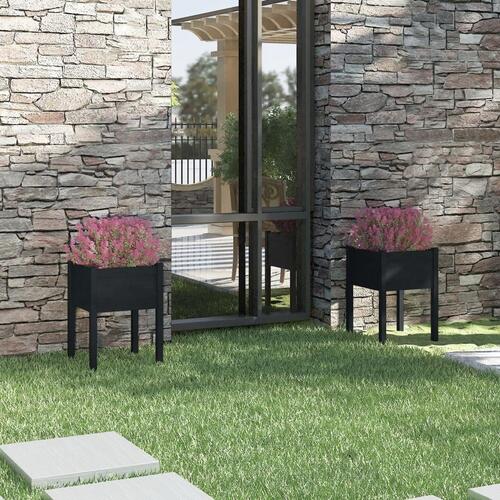 Plantekasser 2 stk. 50x50x70 cm massivt fyrretræ sort