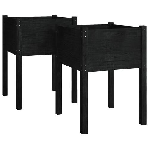 Plantekasser 2 stk. 50x50x70 cm massivt fyrretræ sort
