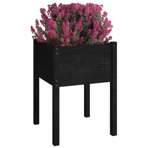 Plantekasser 2 stk. 50x50x70 cm massivt fyrretræ sort