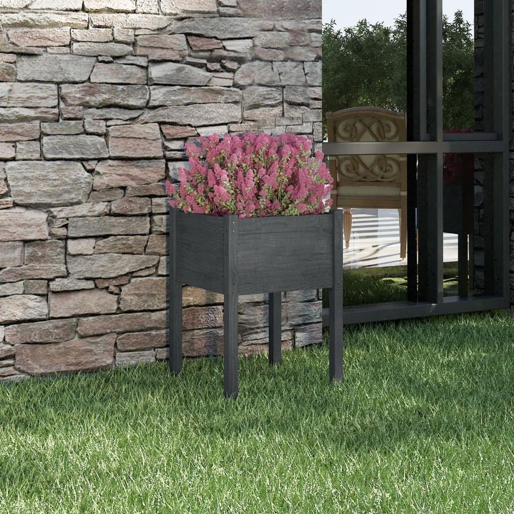 Plantekasse 50x50x70 cm massivt fyrretræ grå