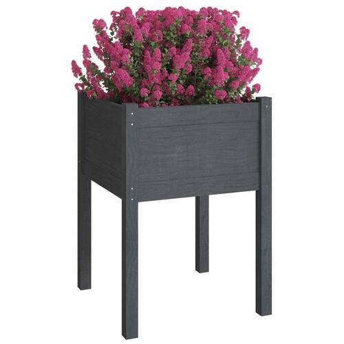 Plantekasse 50x50x70 cm massivt fyrretræ grå