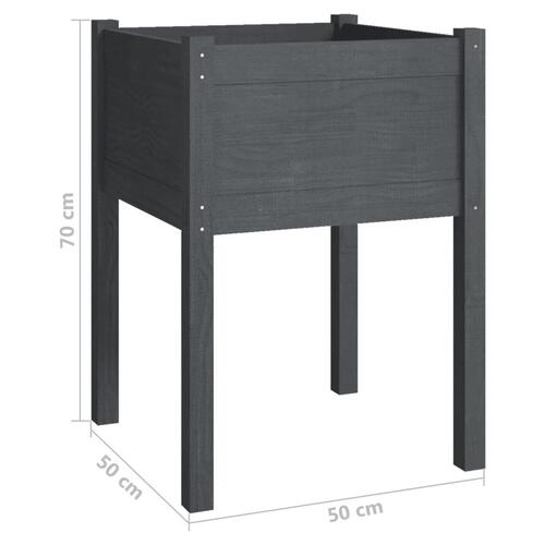Plantekasse 50x50x70 cm massivt fyrretræ grå