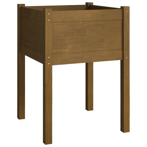 Plantekasse 50x50x70 cm massivt fyrretræ gyldenbrun