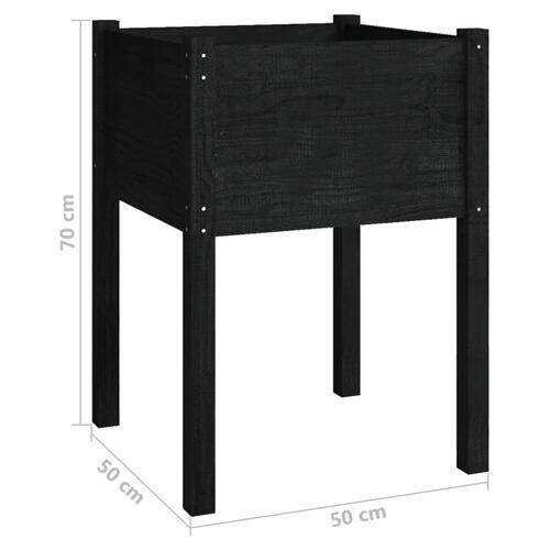 Plantekasse 50x50x70 cm massivt fyrretræ sort