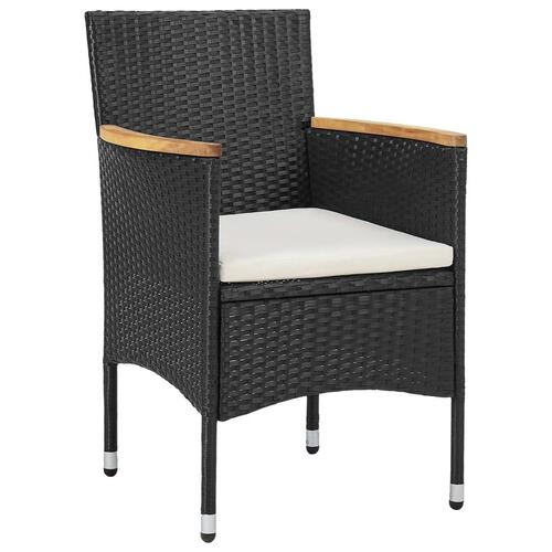 Spisebordssæt til haven 3 dele polyrattan sort