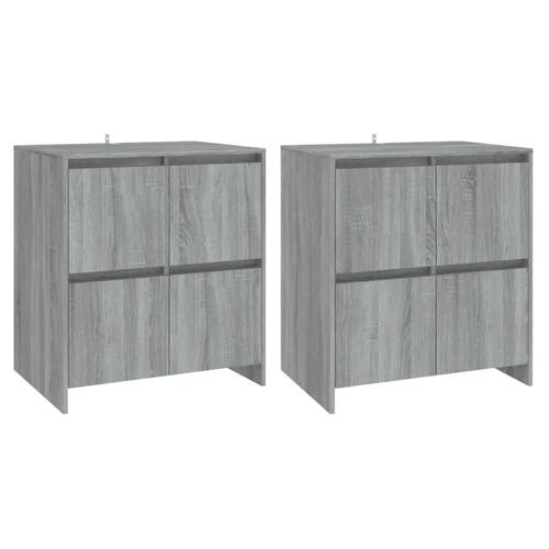 Skænke 2 stk. 70x41x75 cm konstrueret træ grå sonoma-eg