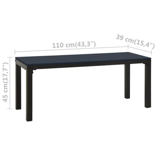 Havebænk 110 cm stål og WPC sort