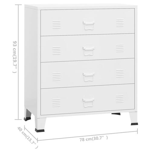 Industriel kommode 78x40x93 cm metal hvid