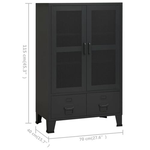 Industrielt opbevaringsskab 70x40x115 cm stål sort