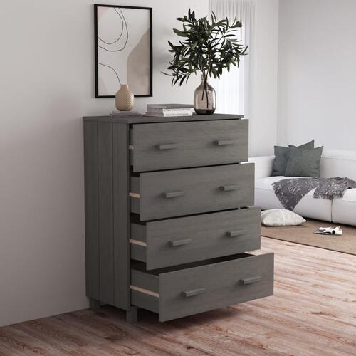 Skænk HAMAR 79x40x103,5 cm massivt fyrretræ lysegrå