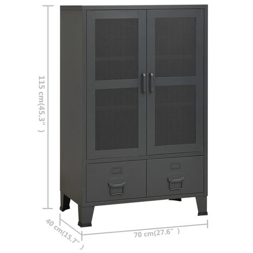 Industrielt opbevaringsskab 70x40x115 cm metal antracitgrå