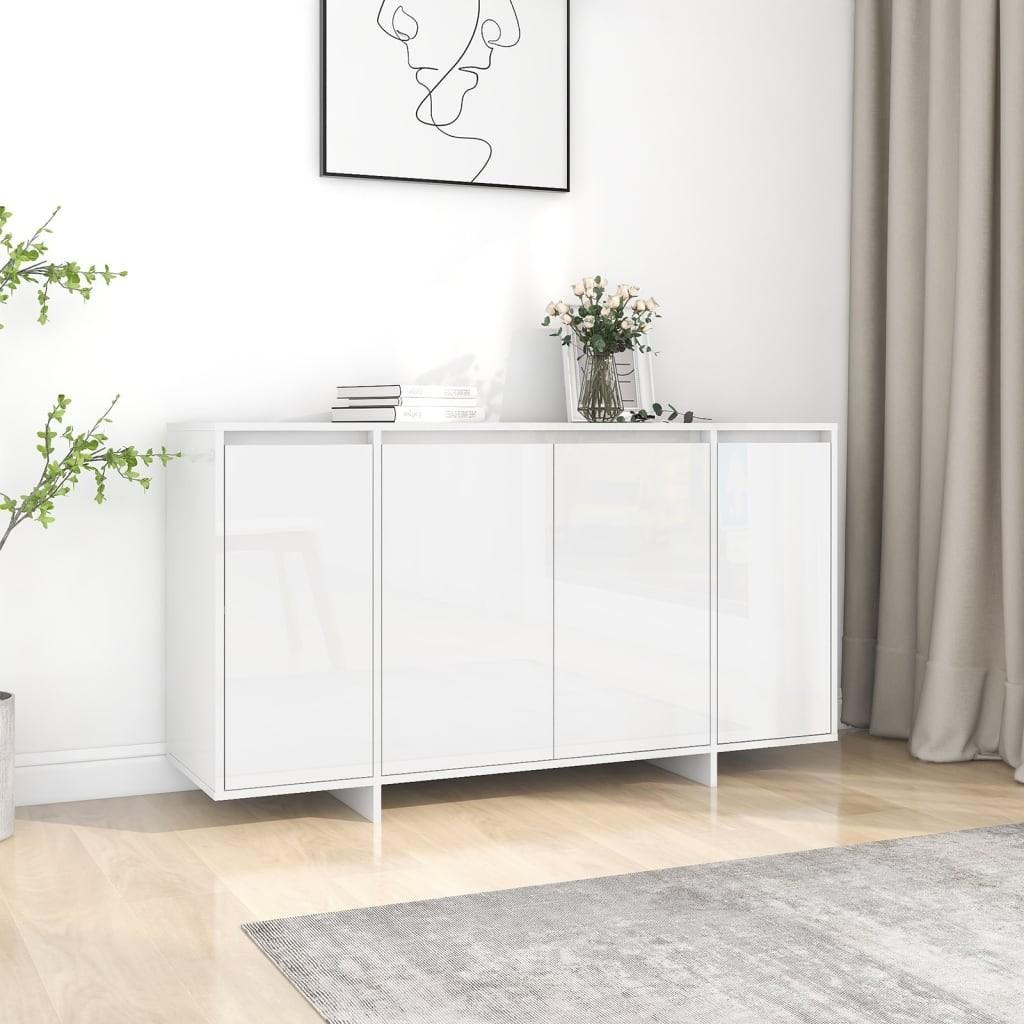 Skænk 135x41x75 cm spånplade hvid højglans