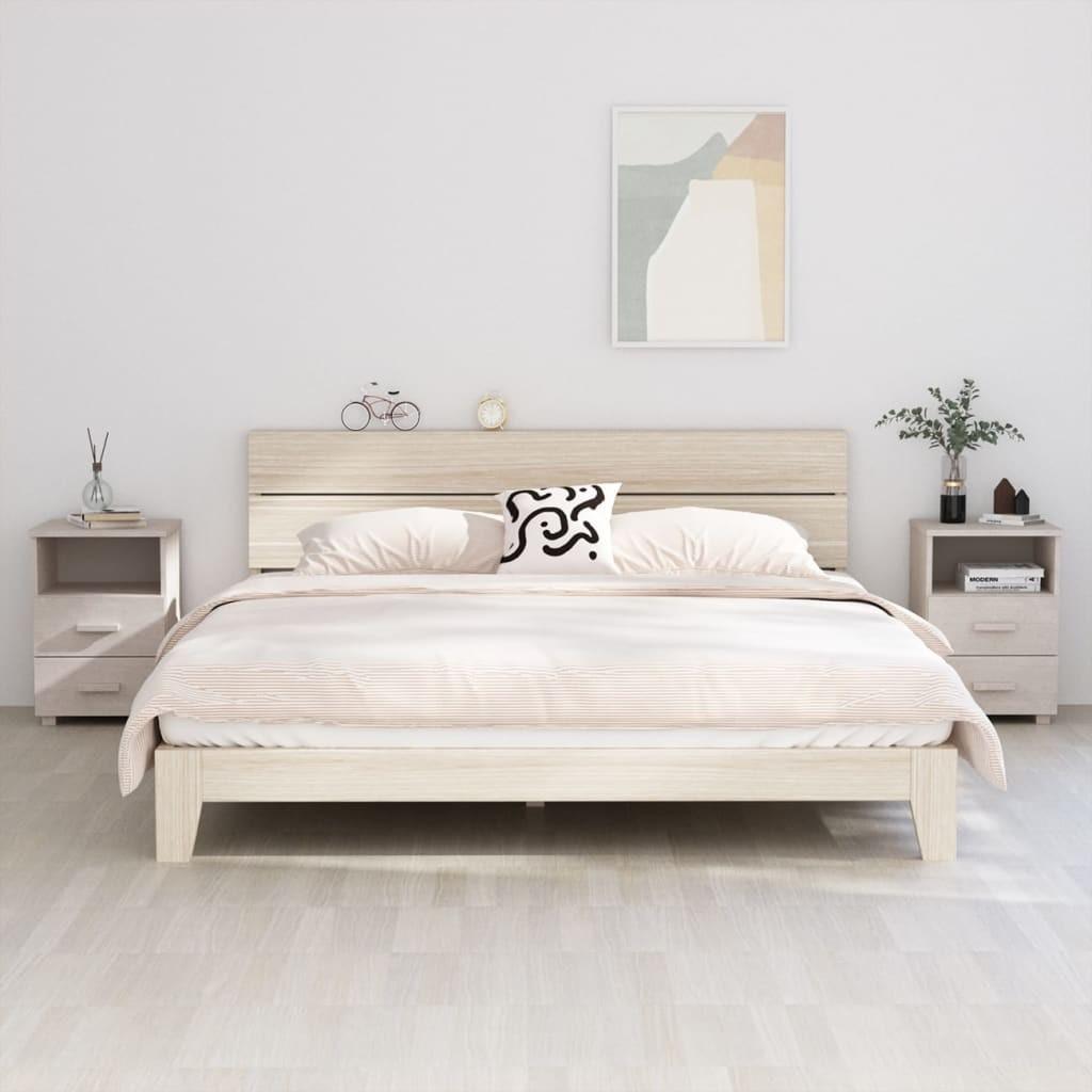 Sengeskab HAMAR 2 stk. 40x35x62 cm massivt fyrretræ hvid