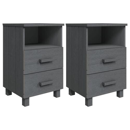 Sengebord HAMAR 2 stk. 40x35x62 cm massivt fyrretræ mørkegrå