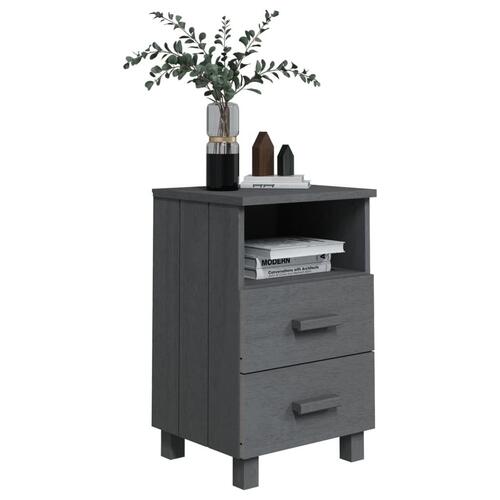 Sengebord HAMAR 2 stk. 40x35x62 cm massivt fyrretræ mørkegrå