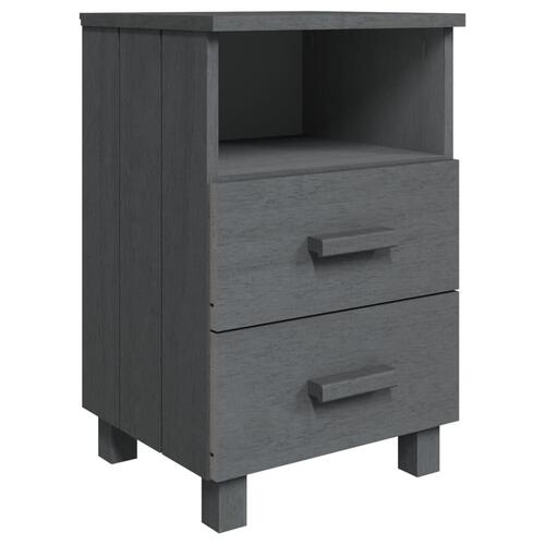 Sengebord HAMAR 2 stk. 40x35x62 cm massivt fyrretræ mørkegrå