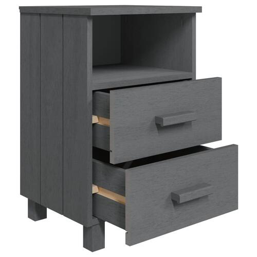 Sengebord HAMAR 2 stk. 40x35x62 cm massivt fyrretræ mørkegrå