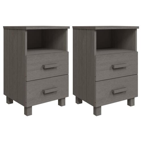 Sengeskab HAMAR 2 stk. 40x35x62 cm massivt fyrretræ lysegrå