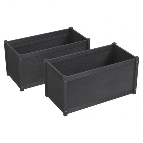 Plantekasser 2 stk. 100x50x50 cm massivt fyrretræ grå
