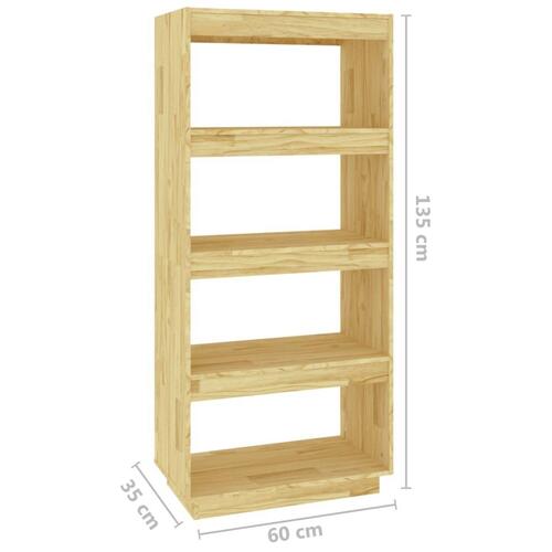 Bogreol/rumdeler 60x35x135 cm massivt fyrretræ