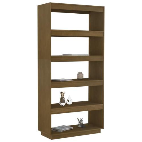 Bogreol/rumdeler 80x35x167 cm massivt fyrretræ gyldenbrun