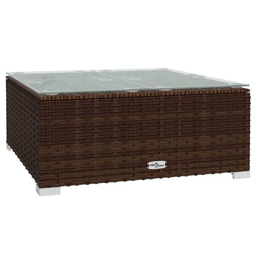 Sofabord til haven 60x60x30 cm polyrattan og glas brun