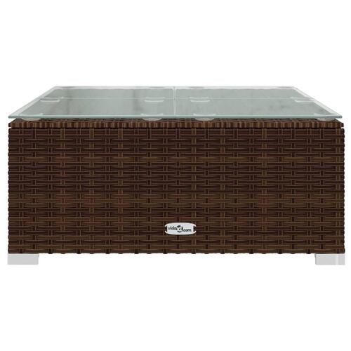 Sofabord til haven 60x60x30 cm polyrattan og glas brun