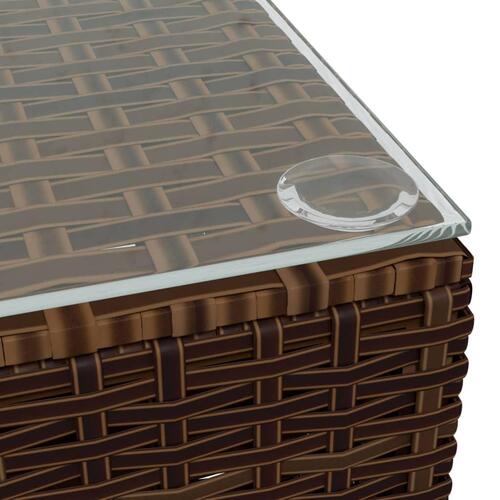 Sofabord til haven 60x60x30 cm polyrattan og glas brun