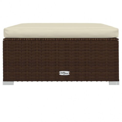 Udendørs fodskammel med hynde 70×70×30 cm - polyrattan, brun