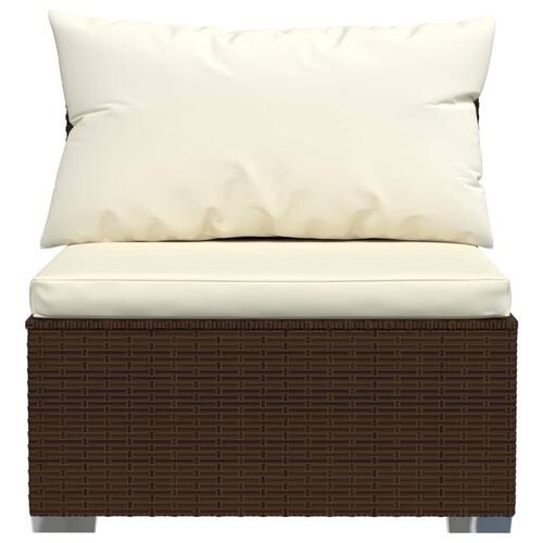 Midtersæde til havesofa med hynder polyrattan brun