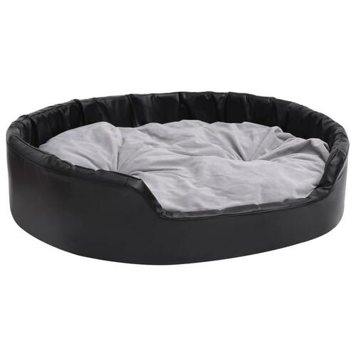 Hundekurv 99x89x21 cm plys og kunstlæder sort og grå