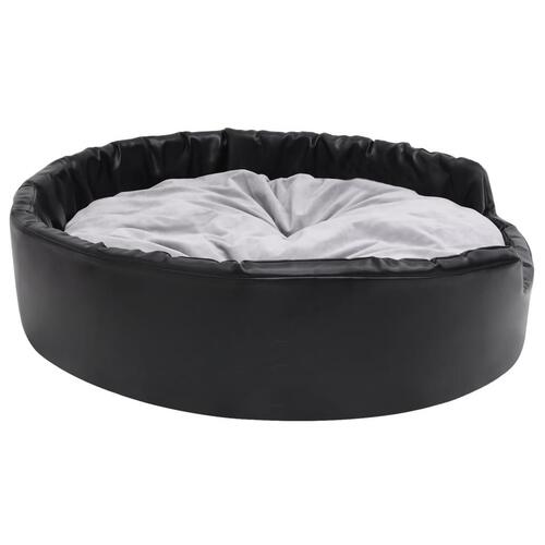 Hundekurv 99x89x21 cm plys og kunstlæder sort og grå