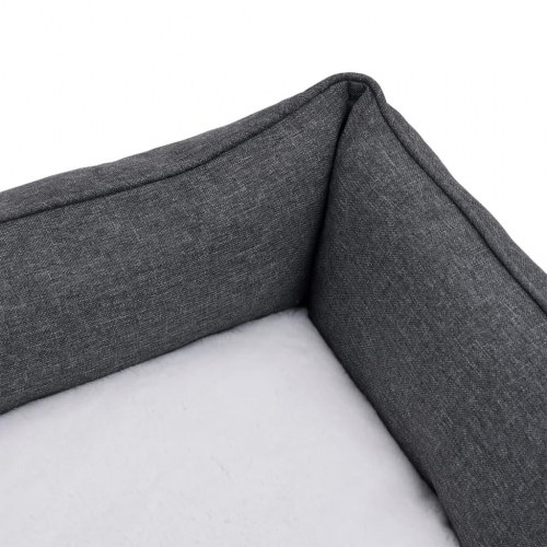 Hundekurv 85,5x70x23 cm hør-look fleece grå og hvid