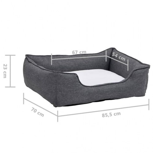 Hundekurv 85,5x70x23 cm hør-look fleece grå og hvid