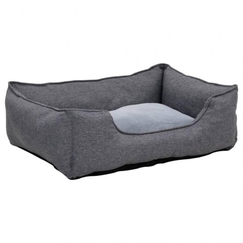 Hundekurv 85,5x70x23 cm hør-look fleece grå