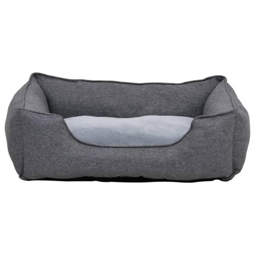 Hundekurv 85,5x70x23 cm hør-look fleece grå