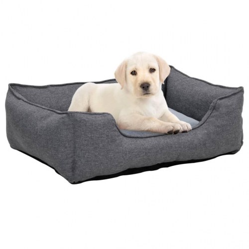Hundekurv 110,5x80,5x26 cm hør-look fleece grå