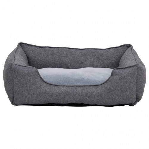 Hundekurv 110,5x80,5x26 cm hør-look fleece grå