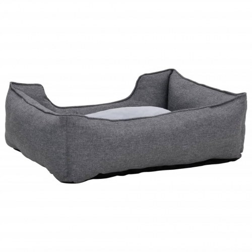 Hundekurv 110,5x80,5x26 cm hør-look fleece grå