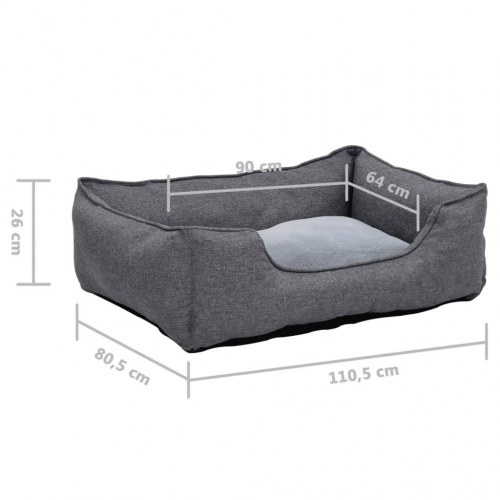 Hundekurv 110,5x80,5x26 cm hør-look fleece grå