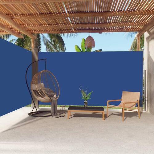 Sammenrullelig sidemarkise 200x600 cm blå