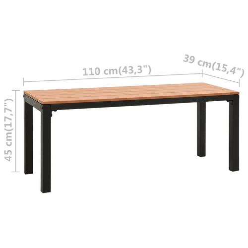 Havebænk 110 cm stål og WPC brun og sort