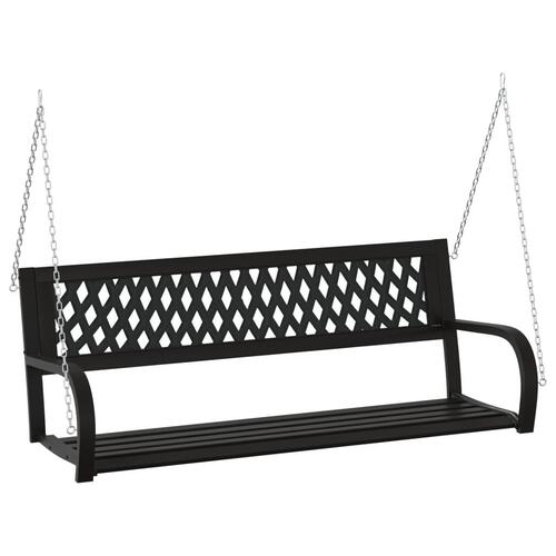 Gyngesofa til haven 125 cm stål og plast sort