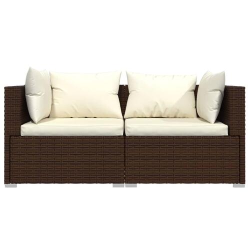 2-personers sofa med hynder polyrattan brun