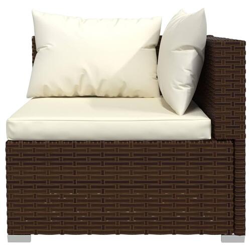 2-personers sofa med hynder polyrattan brun