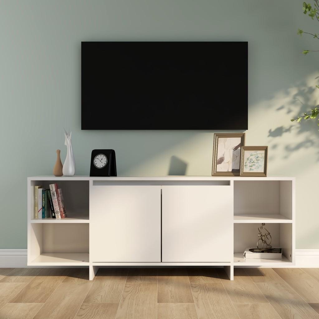 Tv-skab 130x35x50 cm spånplade hvid højglans