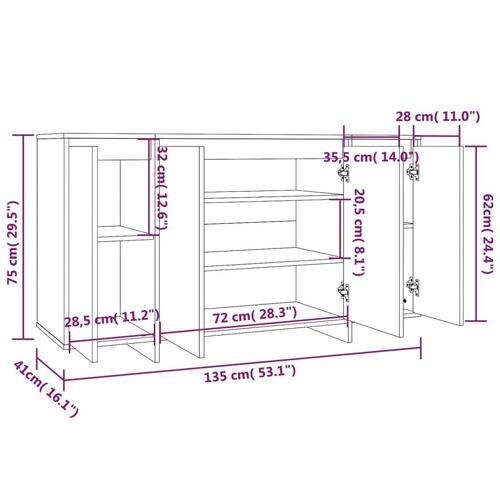 Skænk 135x41x75 cm konstrueret træ sort