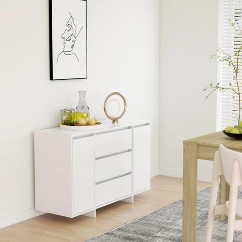 Skænk med 3 skuffer 120x41x75 cm konstrueret træ hvid