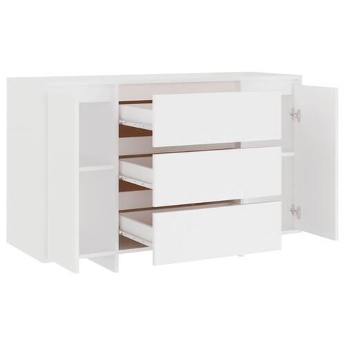 Skænk med 3 skuffer 120x41x75 cm konstrueret træ hvid