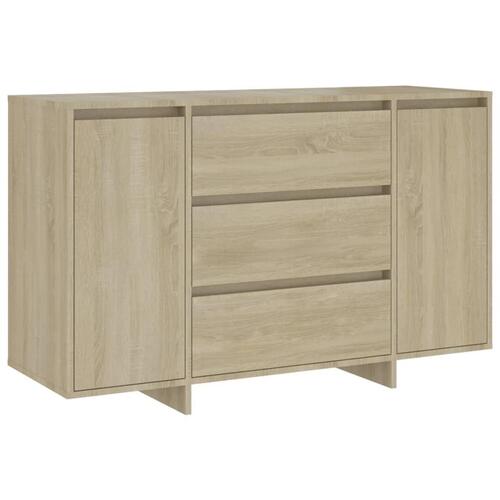 Skænk med 3 skuffer 120x41x75 cm konstrueret træ sonoma-eg